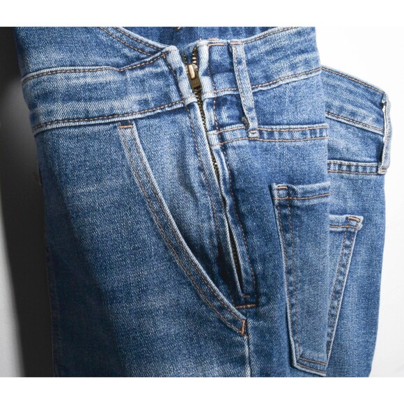 Old Navy Straight-Leg Jean Overalls Side Zipper Closure Size 2 Reg - Picture 3 of 5